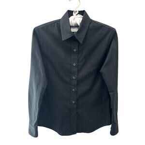 THE SHIRT by Rochelle Behrens | Black Button Down Shirt Stretch Cotton | XS